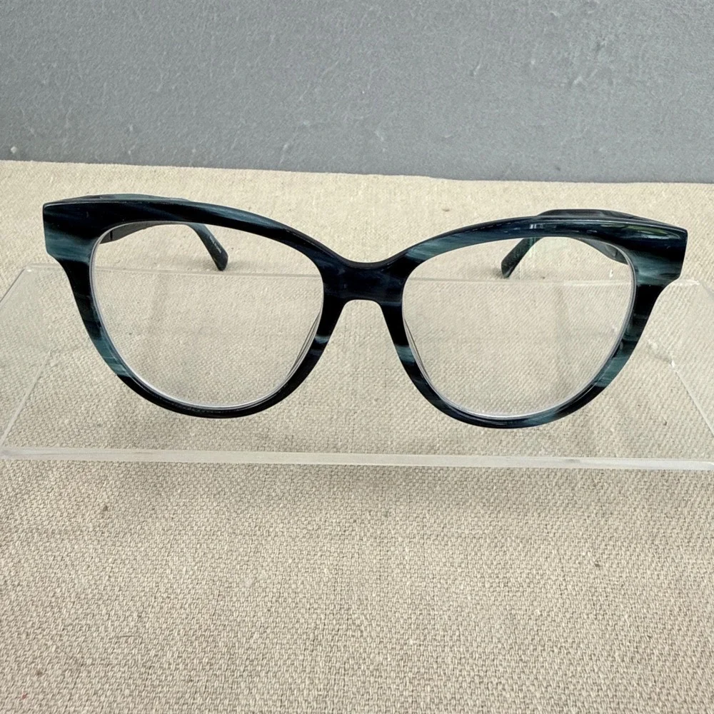 Longchamp‎ Womens LO2698 426 Blue Marble Cat Eye Eyeglasses Frames 53-16-140